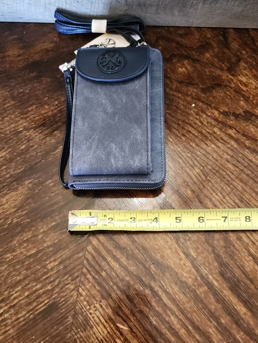 NWT Christian Lacroix Indigo Denim Phone Carrier Crossbody Wristlet - Picture 8 of 11